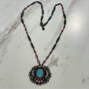 Sorrelli Pink and Blue Pendant Necklace
